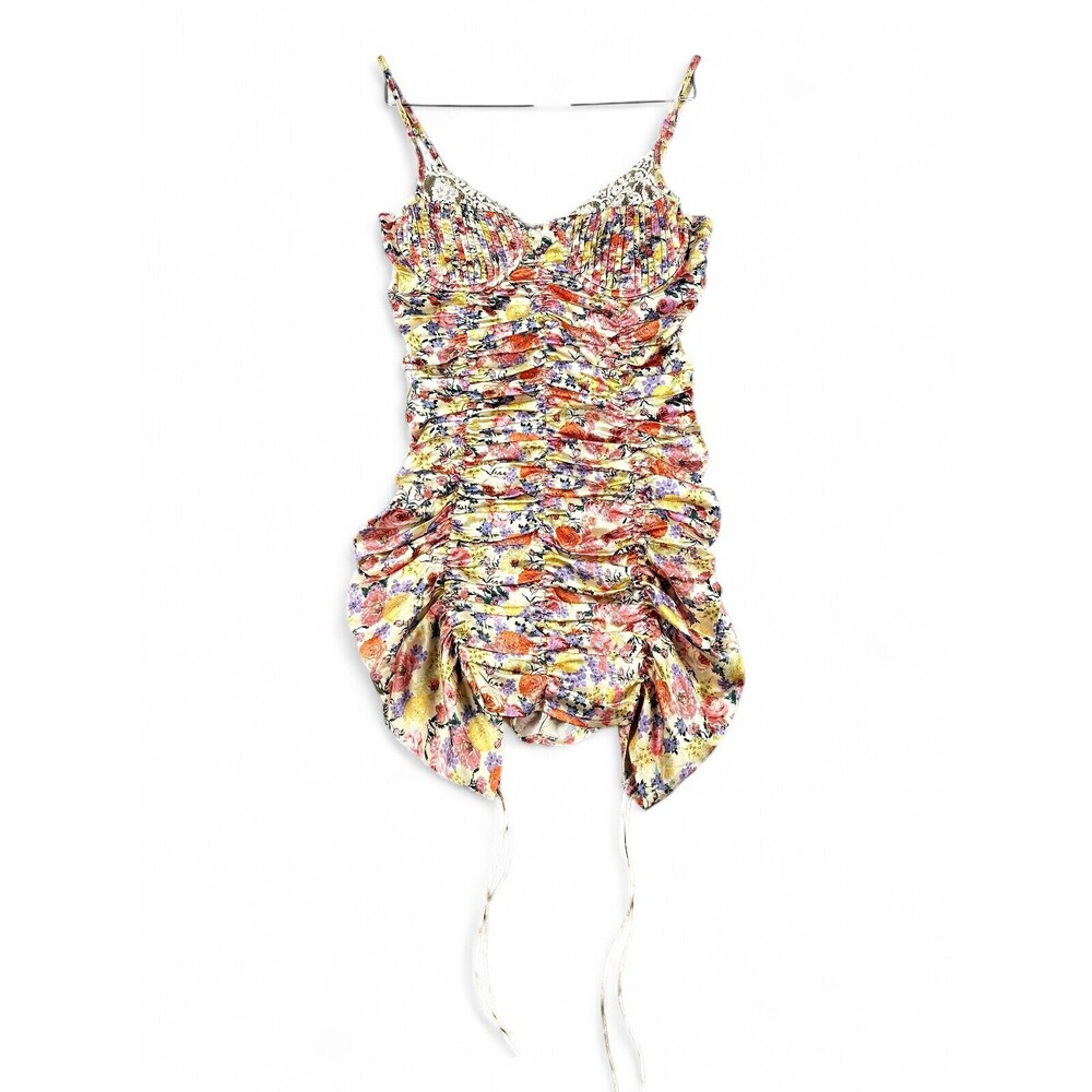 Strangers and Lovers Floral Ruched Mini‎ Dress Lace Bust M